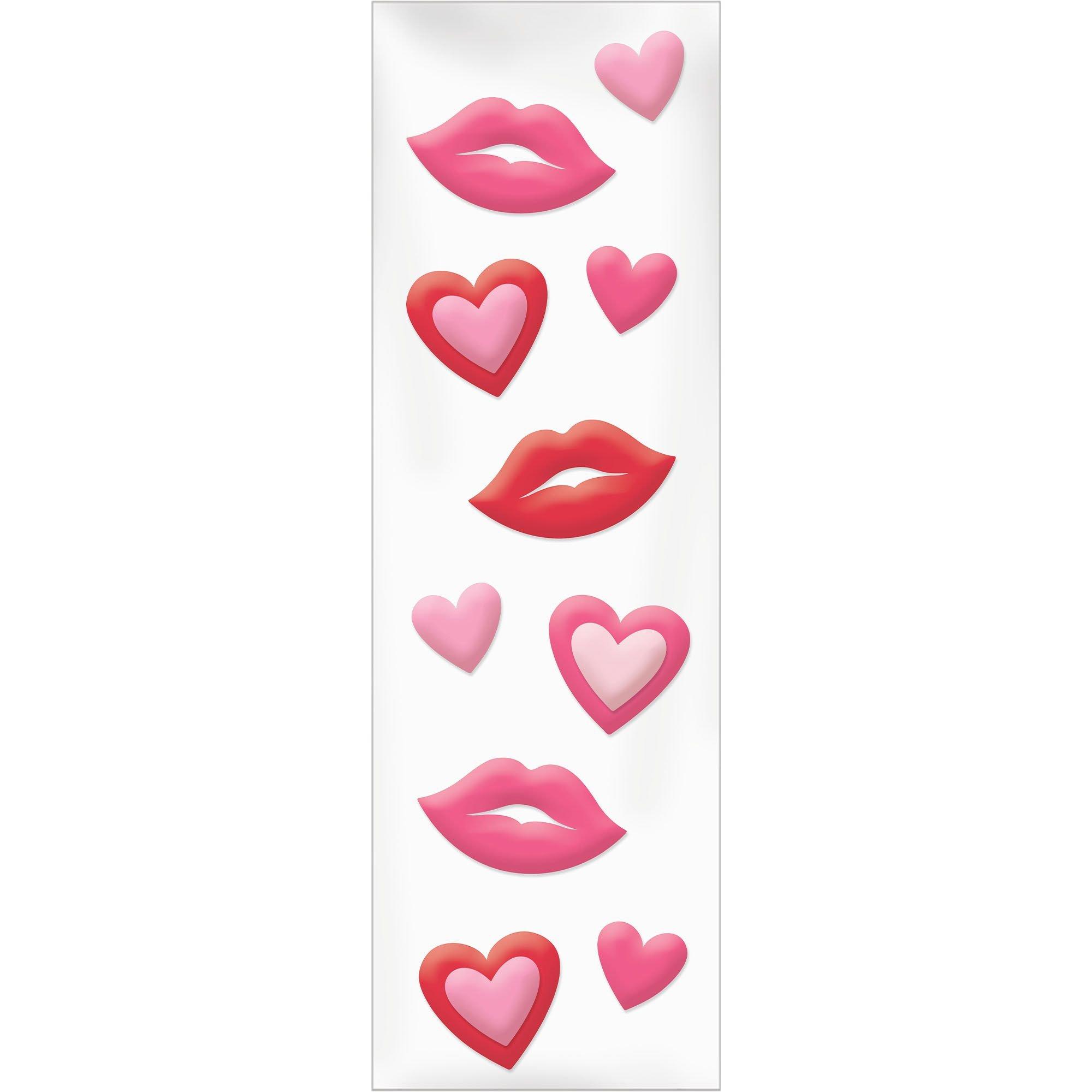 Hearts & Lips Gel Cling Decals, 10pc | Party City