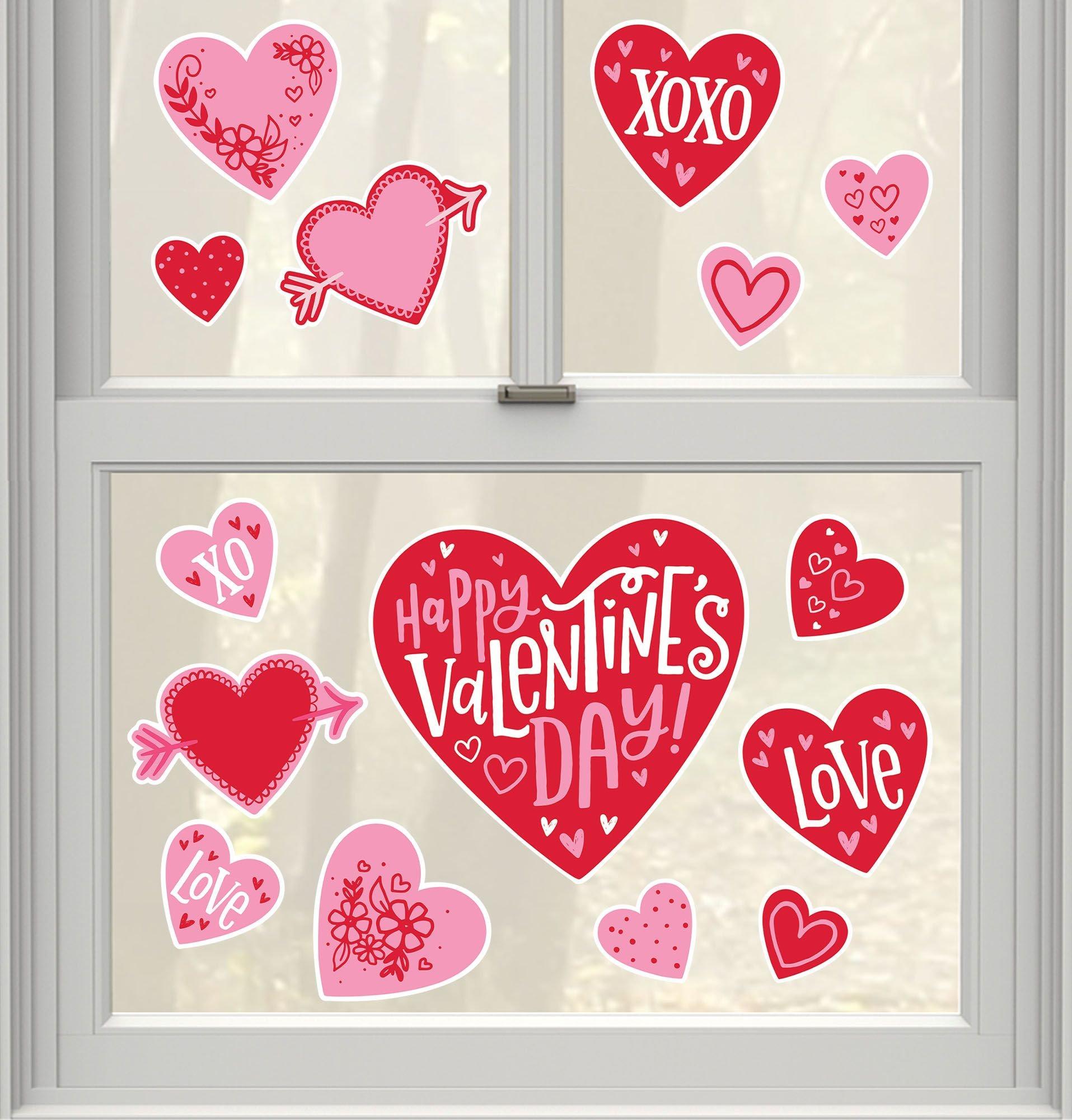 Happy Valentine's Day Vinyl Cling Decals, 15pc | Party City