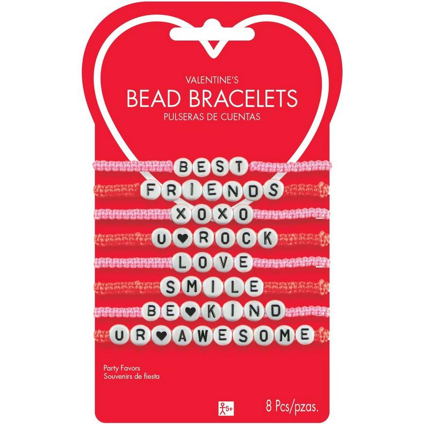 Valentine's Day Bead Bracelet Set, 8pc