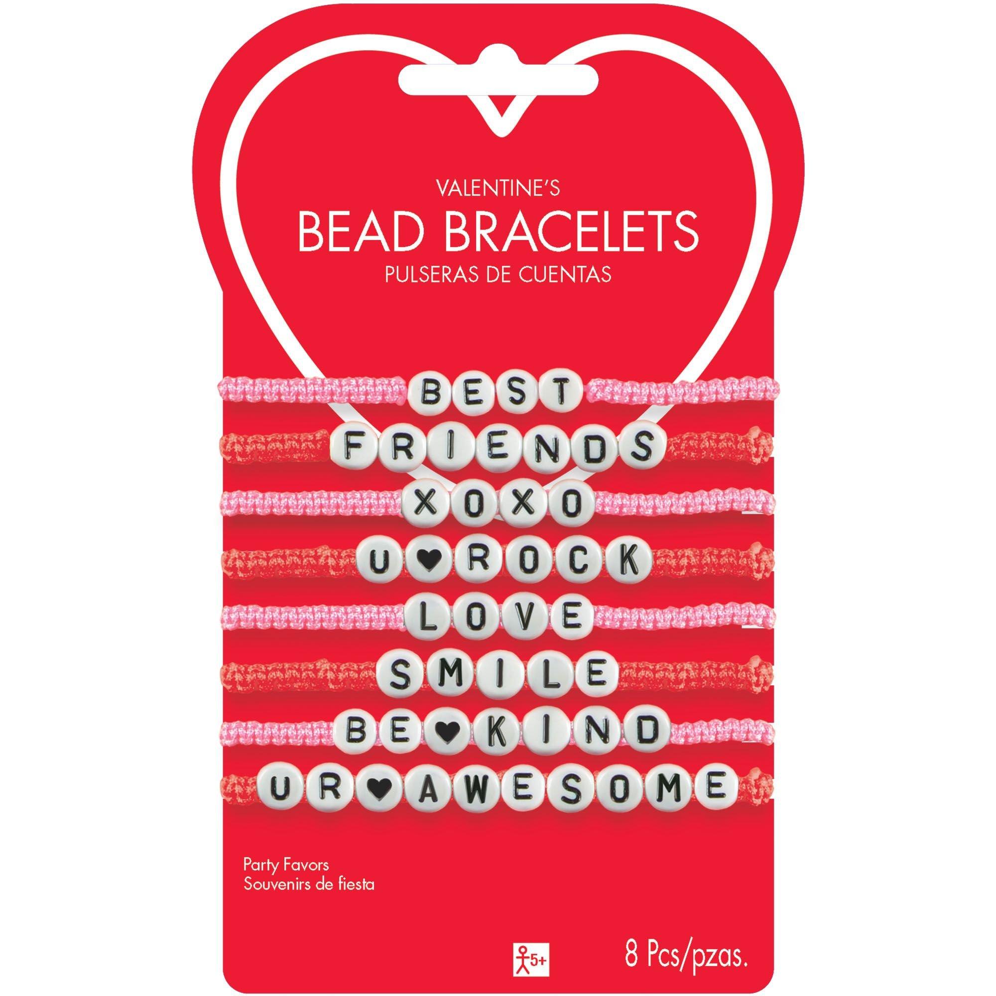 Amscan Valentine's Day Bead Bracelet Set, 8pc | Holiday & Occasion
