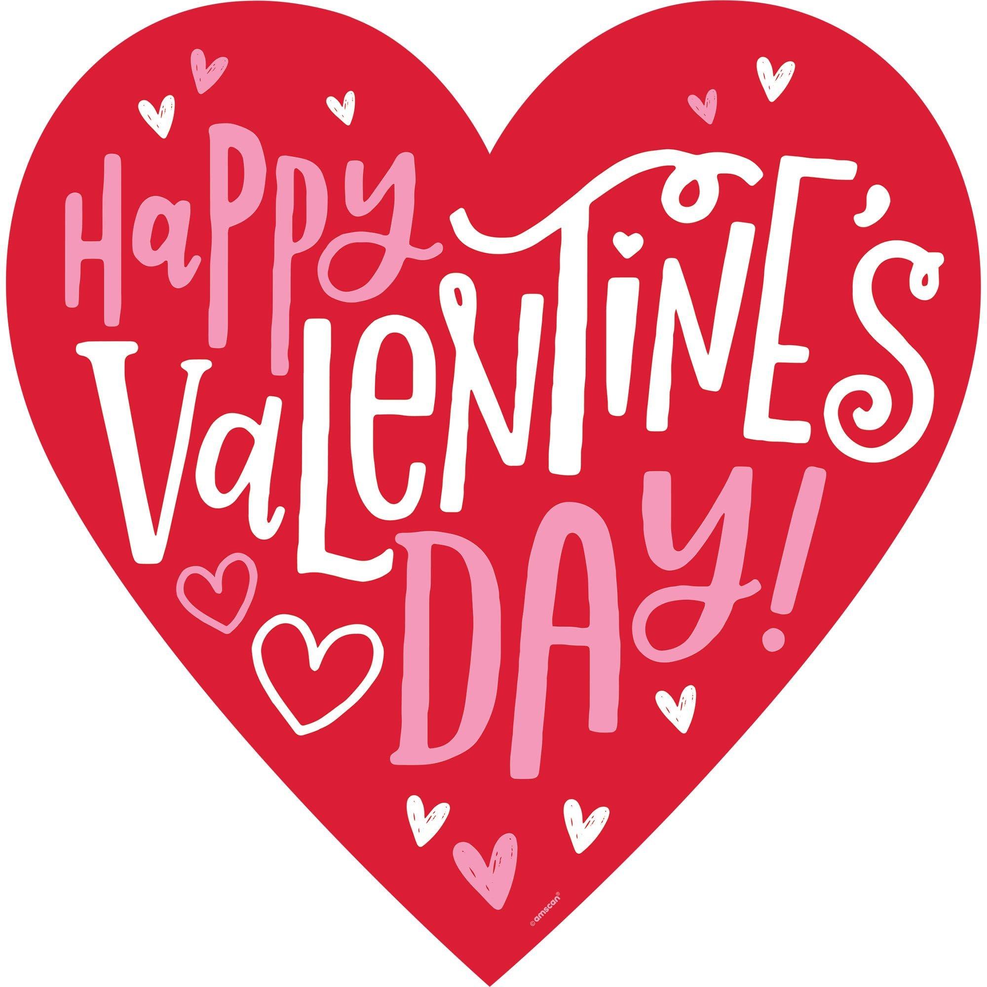 Happy Valentine's Day Heart Cardstock Cutout, 15.3in x 15.5in | Party City
