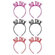 Metallic Black, Pink & Red No Thx Plastic Headbands, 6ct - Anti-Valentine's Day