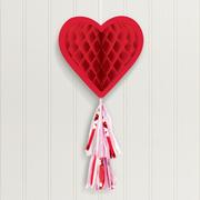 Valentine's Day Red Heart Honeycomb Hanging Decoration, 22in