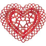 Metallic Red Heart-Shaped Vinyl Placemat, 16in x 13.7in