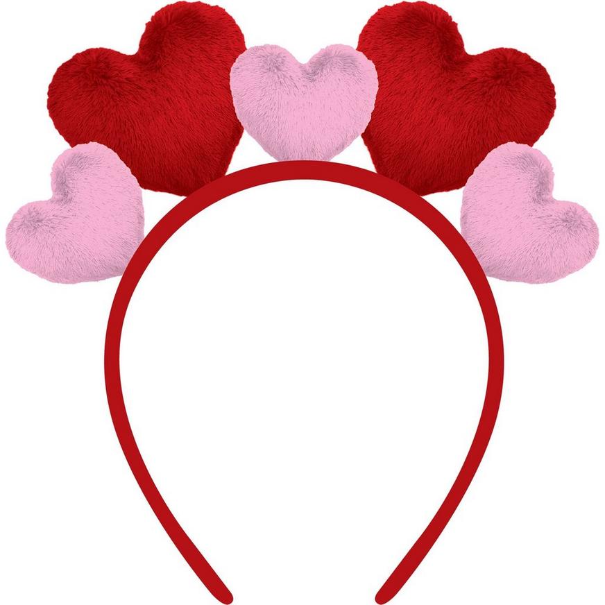 Pink & Red Plush Heart Headband