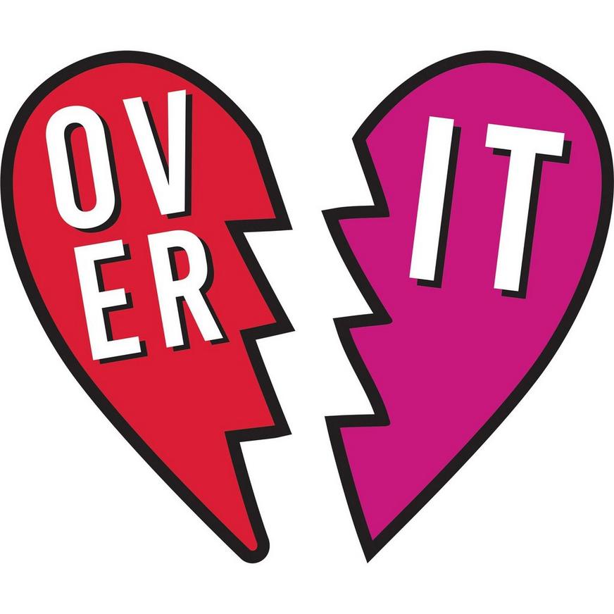 Over It Broken Heart Cardstock Cutouts, 2pc - Anti-Valentine's Day