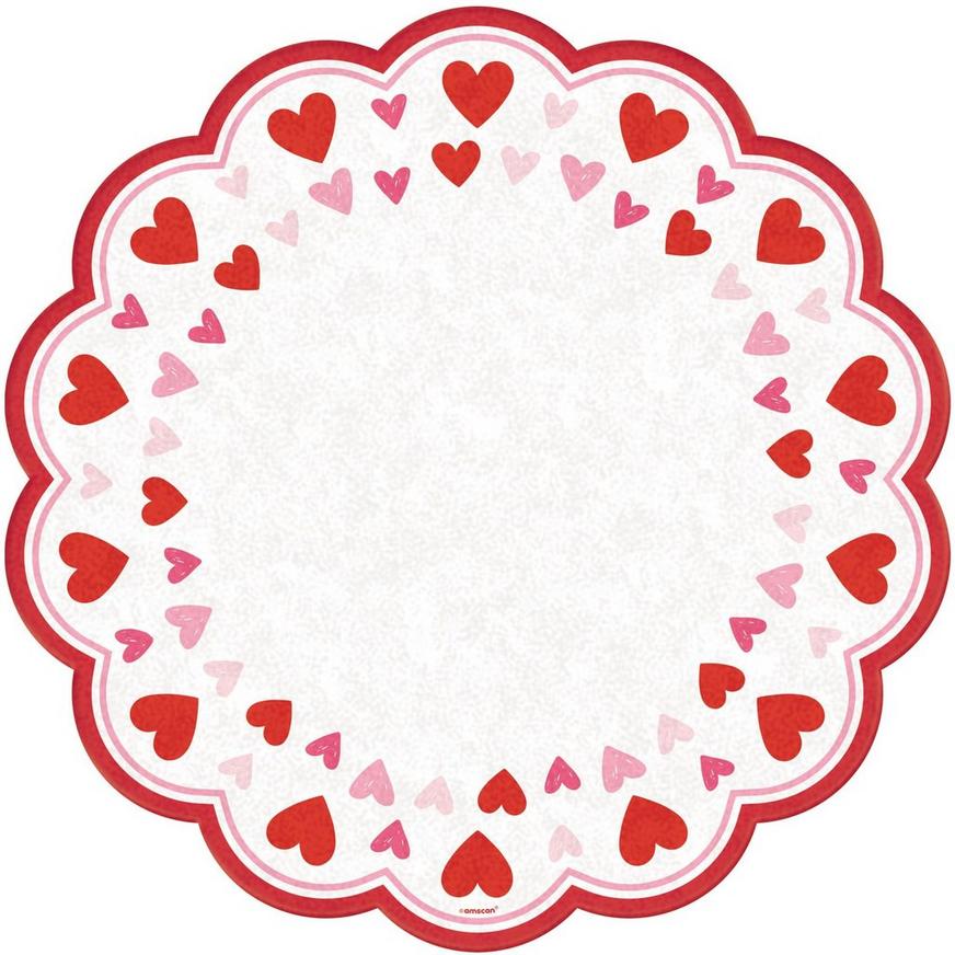 Pink & Red Heart Paper Doilies, 12in, 12ct