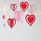 Pink, Red & Iridescent 3D Heart Foil & Plastic Hanging Decorations, 16ct