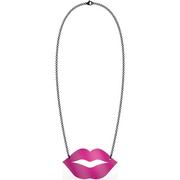 Pink Lips Acrylic & Metal Necklace, 18in - Anti-Valentine's Day