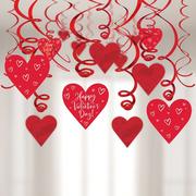 Valentine's Day Heart Cardstock & Foil Swirl Decorations, 30ct