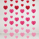 Red & Pink Dimensional Heart Paper String Decorations, 7ft, 6pc