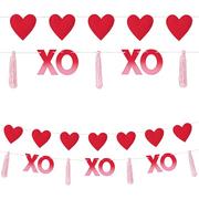 Stuffed Canvas Hearts & XOXO Yarn Tassel Garland Set, 6ft, 2pc