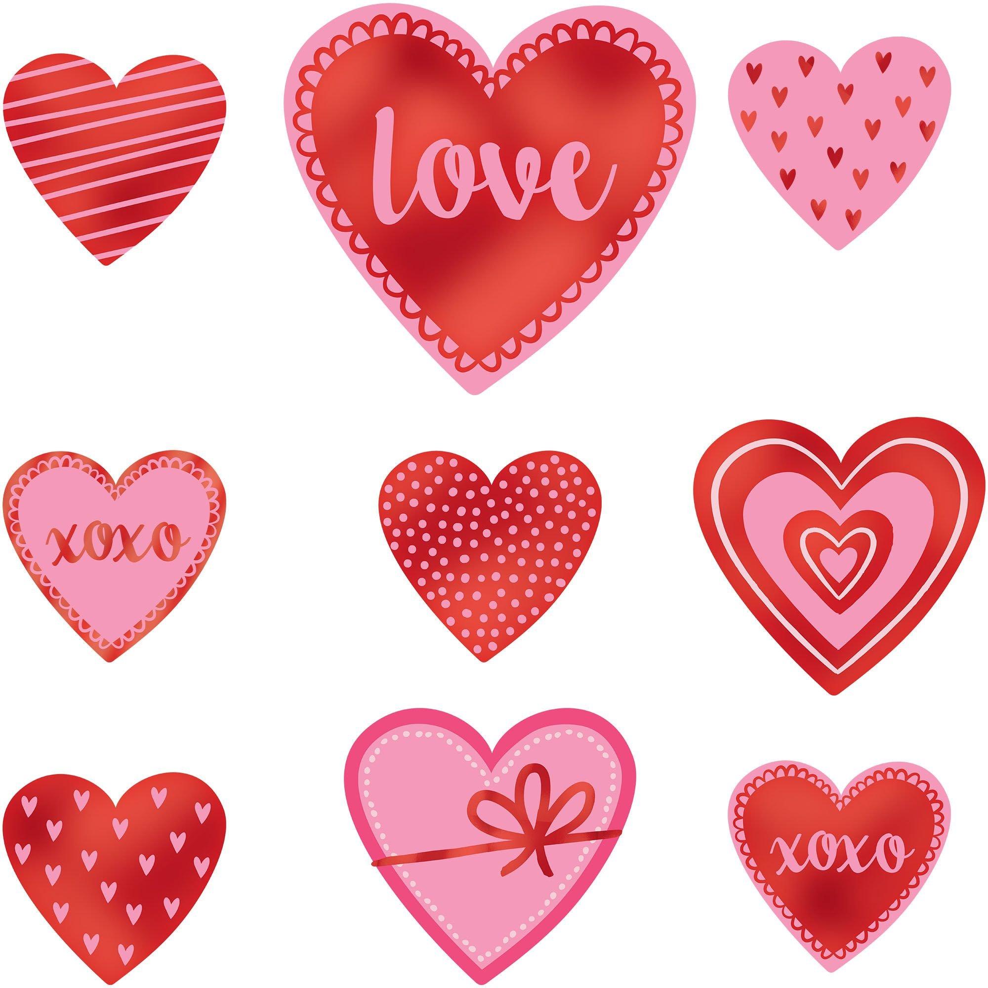 Metallic Assorted Valentine's Day Heart Cardstock & Foil Cutouts, 9pc Party City
