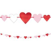 Pink, Red & White Heart Cardstock & Foil Garland, 12ft