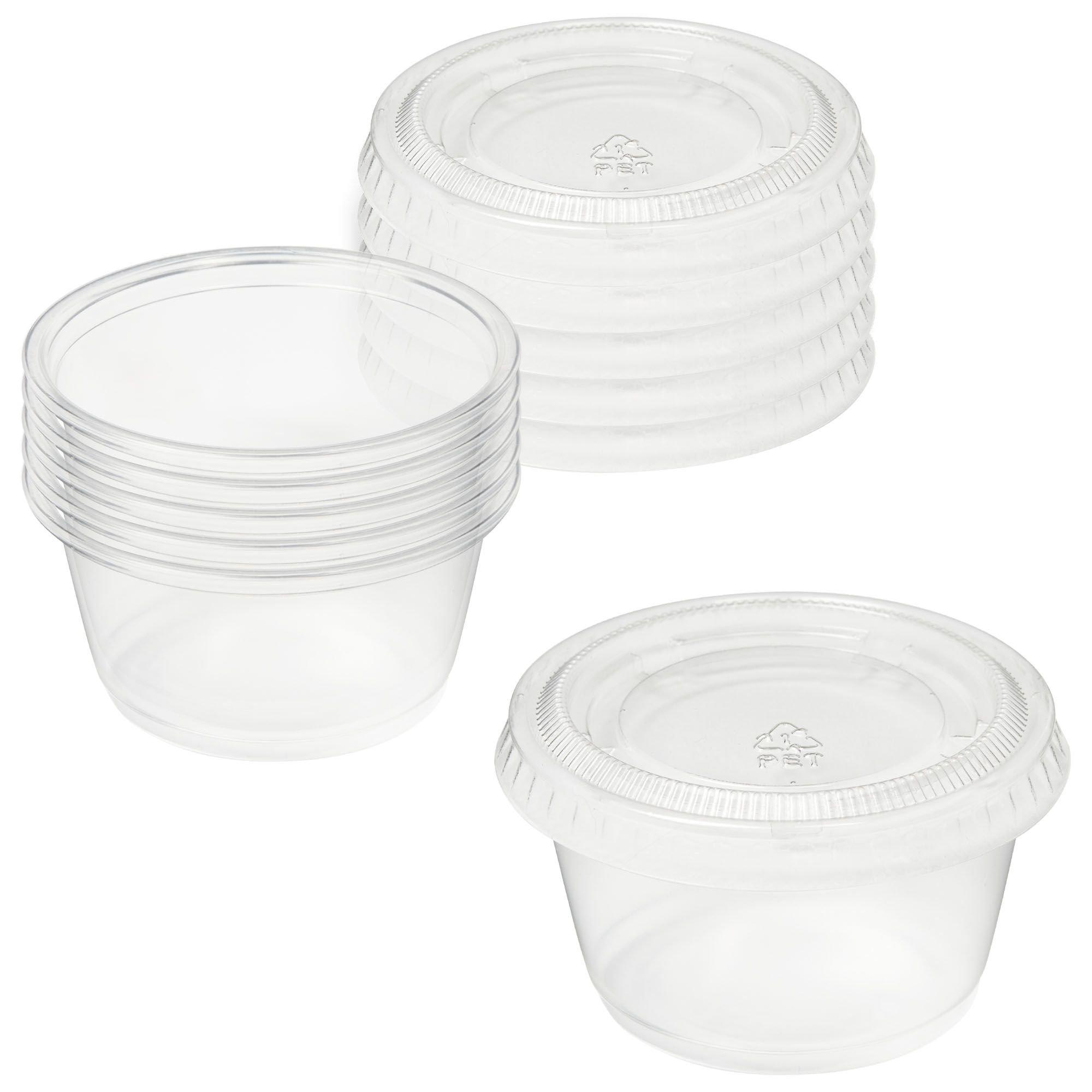 200 Sets - 2 oz. Small Plastic Containers with Lids, Jello Shot Cups,  Condiment Cups, 2oz Dipping Sauce & Salad Dressing Container, Disposable  Mini Plastic Portion Souffle Cups Ramekins, Pudding Cup 2 Ounce