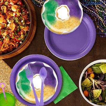 Mardi Gras King Cake Paper Dessert Plates, 6.75in, 20ct