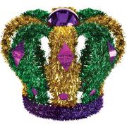 Mardi Gras 3D Tricolor Tinsel Crown Decoration, 9.4in x 7in