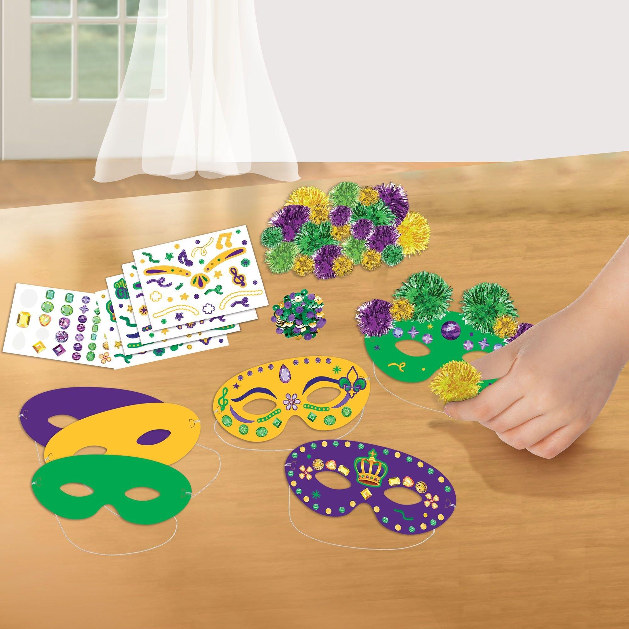 Create Your Own Mardi Gras Mask Kit for 6 Guests Party City