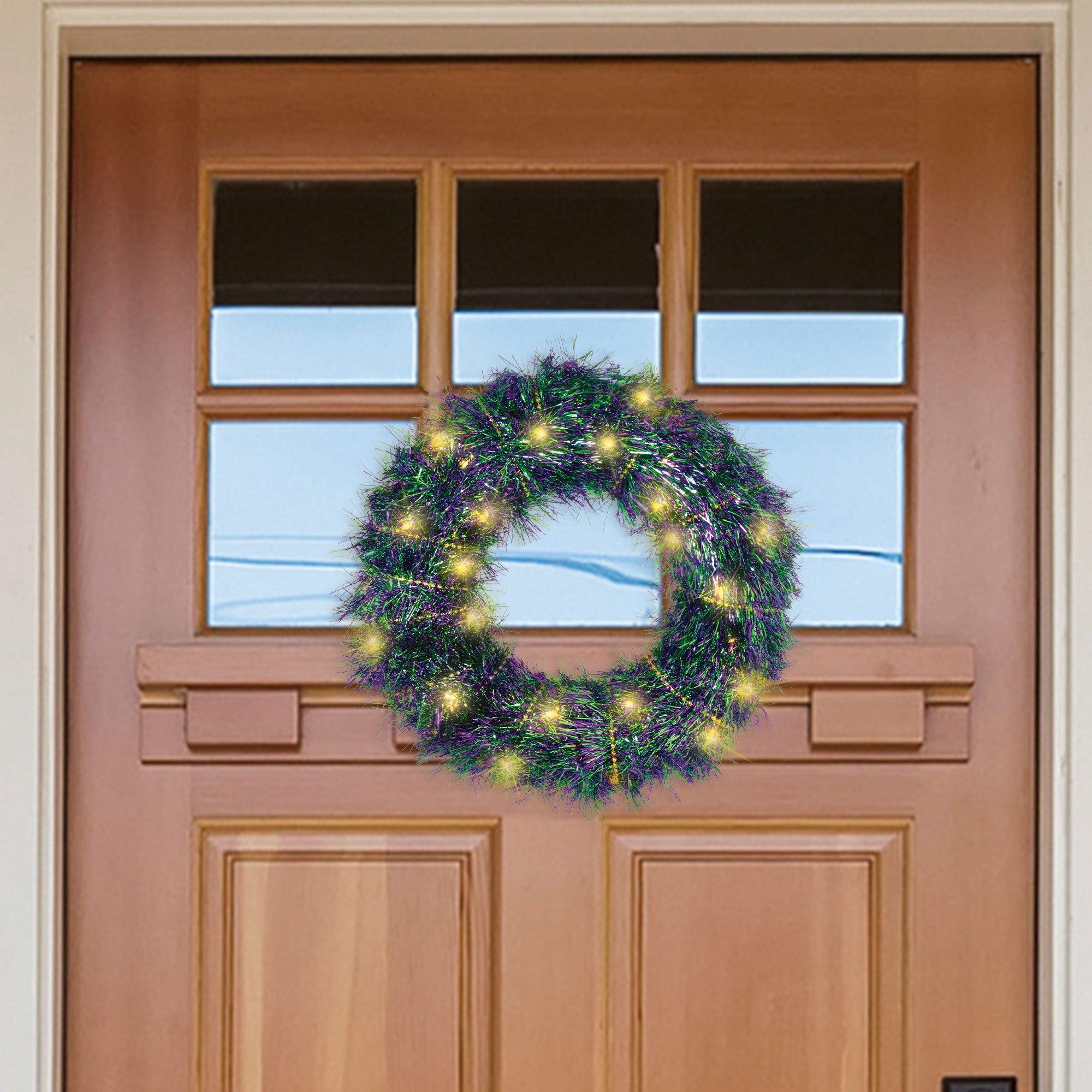 mardi gras tinsel wreath