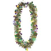 Light-Up Mardi Gras Tricolor Tinsel & Coin Necklace, 20in
