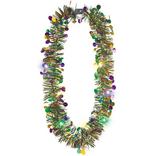 Light-Up Mardi Gras Tricolor Tinsel & Coin Necklace, 20in