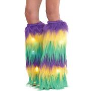 Light-Up Mardi Gras Tricolor Furry Leg Warmers