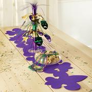 Mardi Gras Purple Fleur-de-Lis Die-Cut Felt Table Runner, 12in x 53.5in