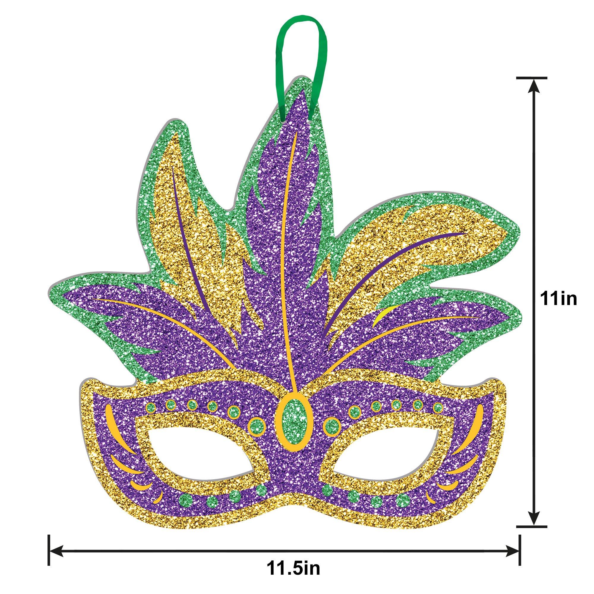 20H Glitter Matte Finial Ornament: Mardi Gras - HG1106
