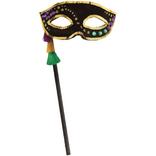 Mardi Gras Tassel Masquerade Mask with Handle