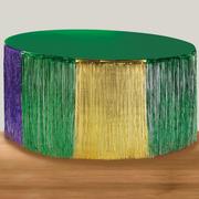 Metallic Mardi Gras Tricolor Fringe Table Skirt, 15ft x 2.41ft