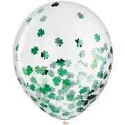 6ct, 12in, St. Patrick's Day Shamrock Confetti Latex Balloons