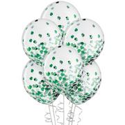 6ct, 12in, St. Patrick's Day Shamrock Confetti Latex Balloons
