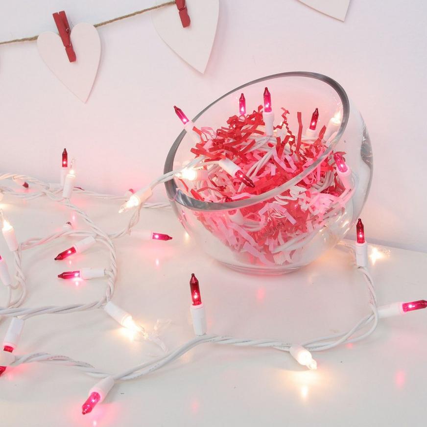 Valentine's Day Red, Pink, & Clear String Lights, 21ft, 100ct