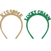 Glitter Green & Gold St. Patrick's Day Plastic Headbands, 4.6in x 6.25in, 6ct