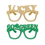 Glitter Green & Gold St. Patrick's Day Plastic Glasses, 6in x 2.9in, 6ct