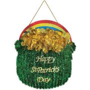 Prismatic Rainbow Pot of Gold St. Patrick's Day Tinsel Decoration, 14.5in x 16in