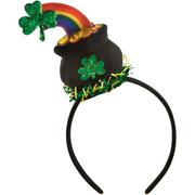 Glitter Pot of Gold St. Patrick's Day Fabric & Plastic Headband, 4.5in x 8in