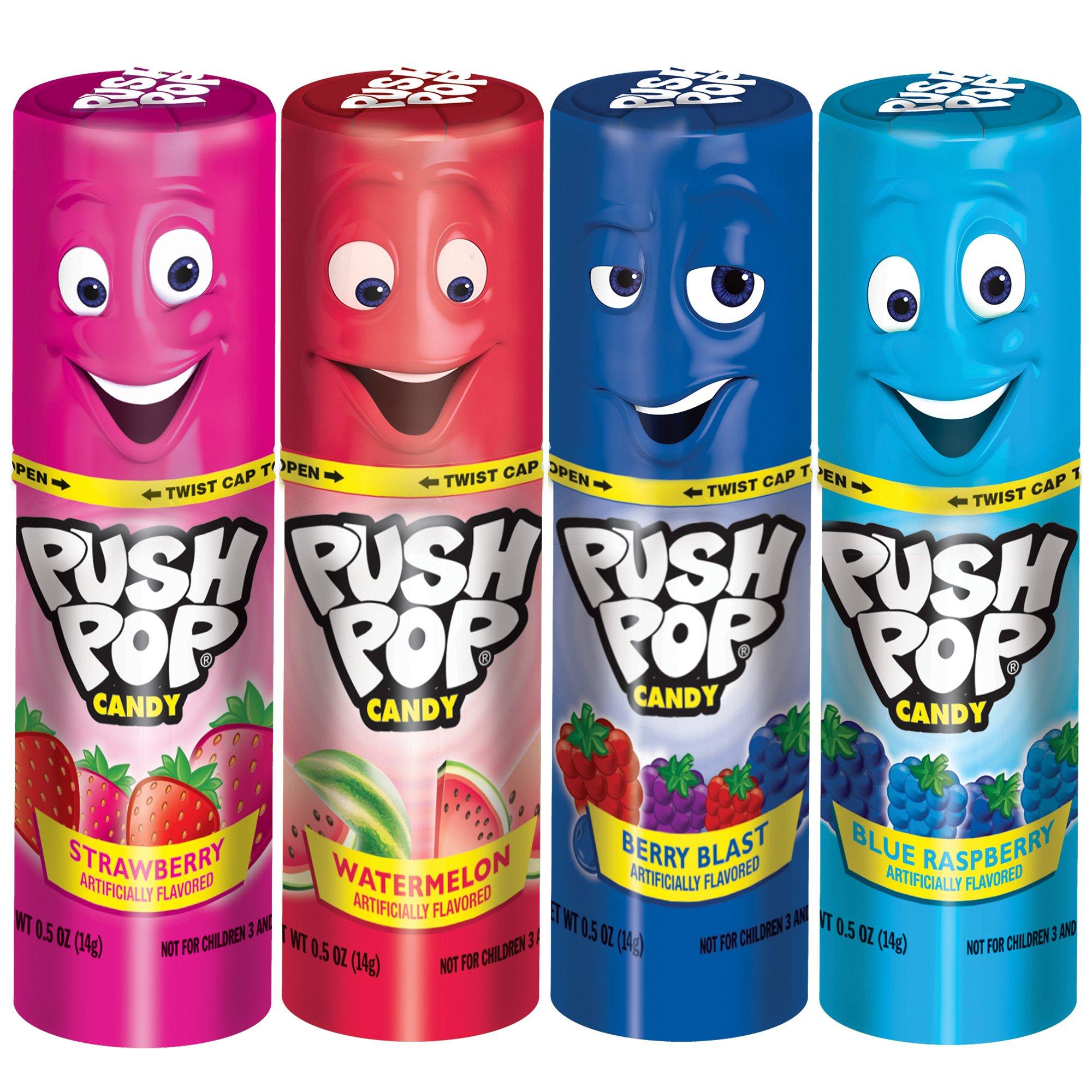 Push Pop Party Pack, 10pc - Berry Blast, Blue Raspberry, Strawberry & Watermelon Flavors