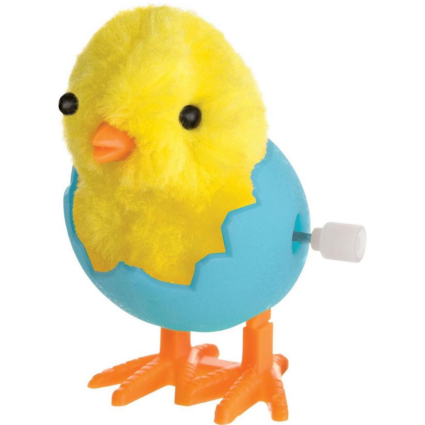 Blue Wind-Up Hatching Plastic & Fabric Chick, 2.75in x 3.4in