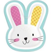 Bunny-Shaped Paper Dinner Plates, 9.5in x 11in, 8ct