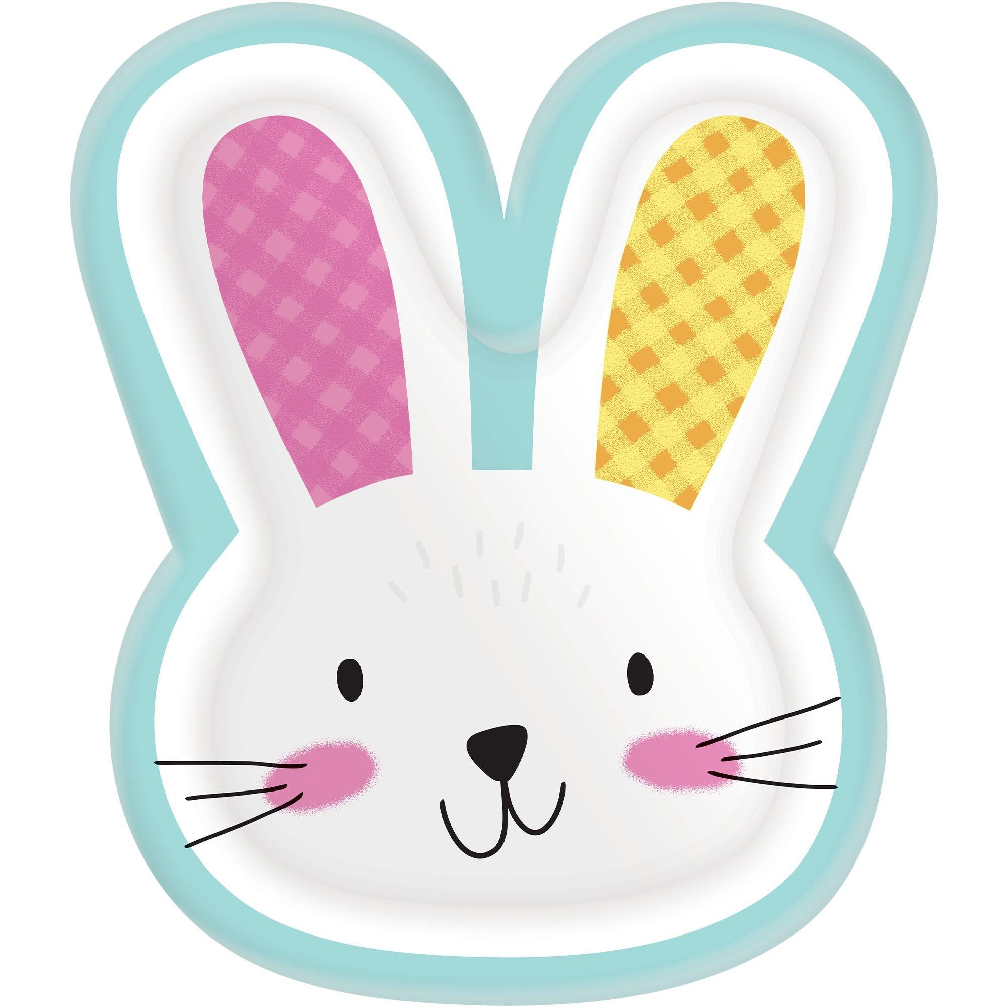 Bunny-Shaped Paper Dinner Plates, 9.5in x 11in, 8ct