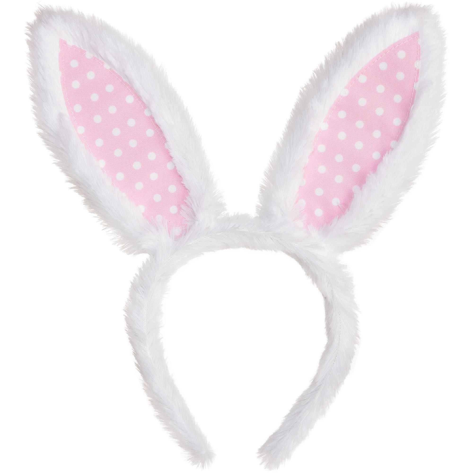 Glitter Bunny Ears Pom-Pom Fabric & Plastic Headband, 4.6in x 8.5in