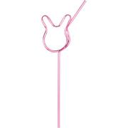 Pink Bunny-Shaped Plastic Straw, 4in x 11.25in