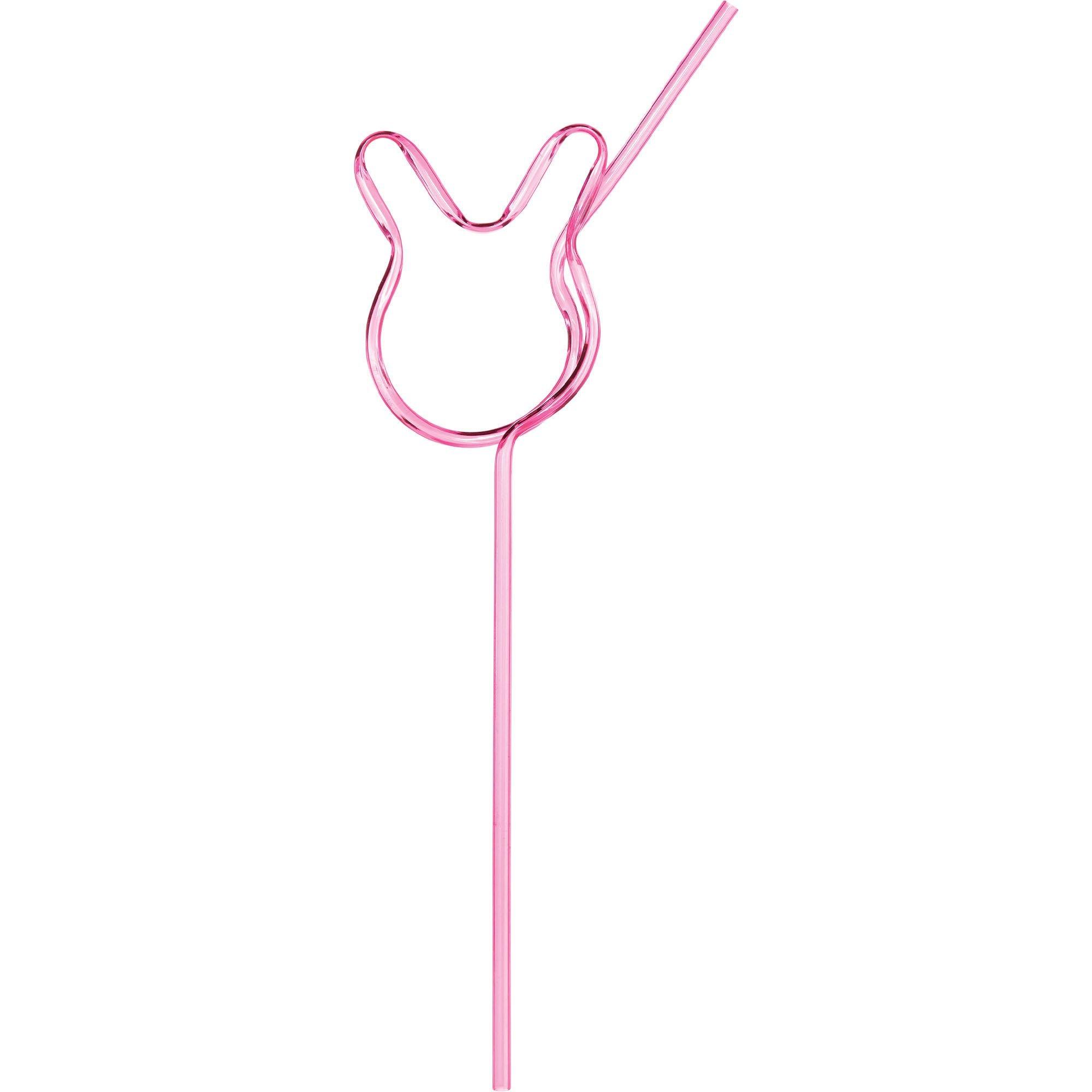 Amscan Bunny Shaped Fun Straw - Pink