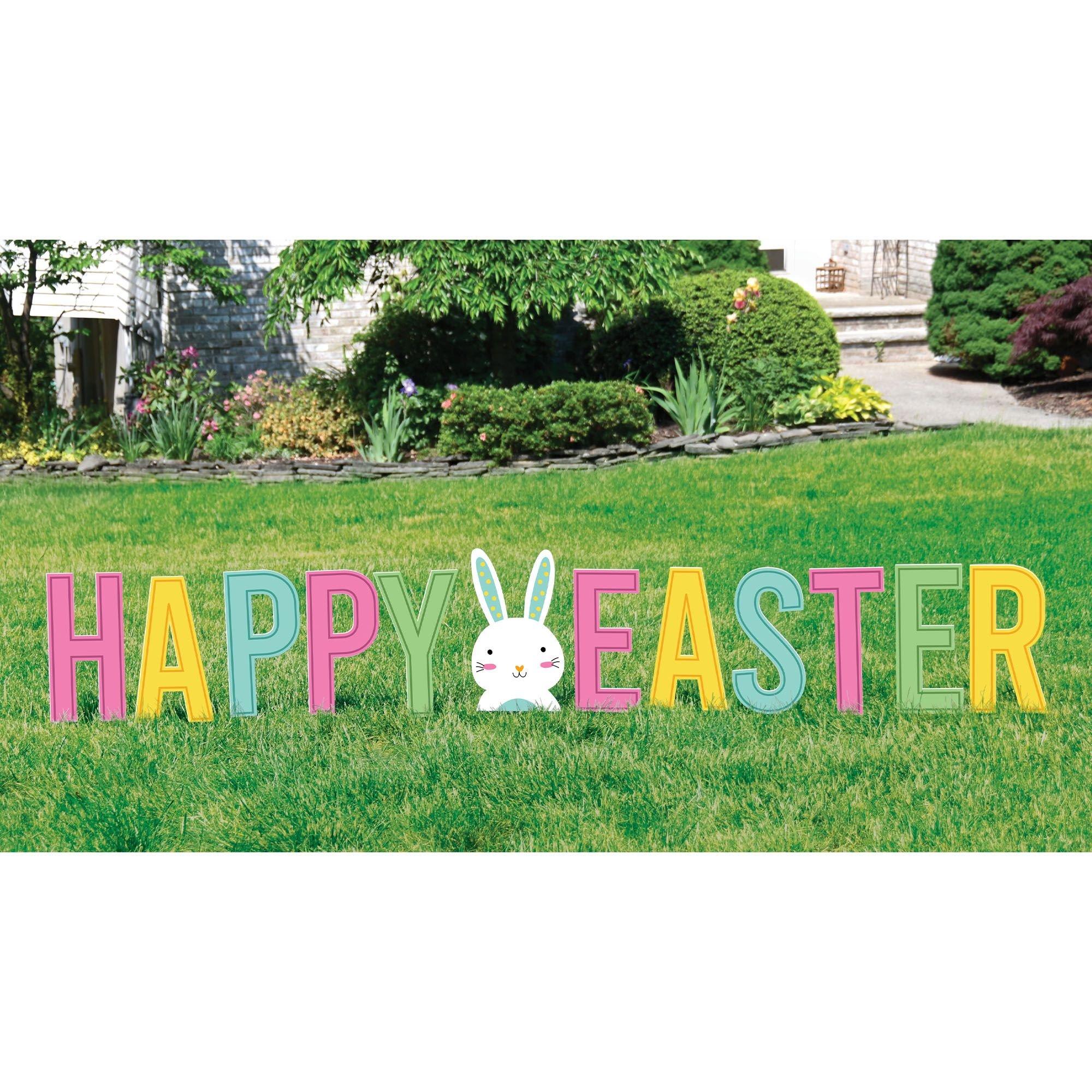 Happy Easter Plastic & Metal Yard Sign Kit, 12pc Party City