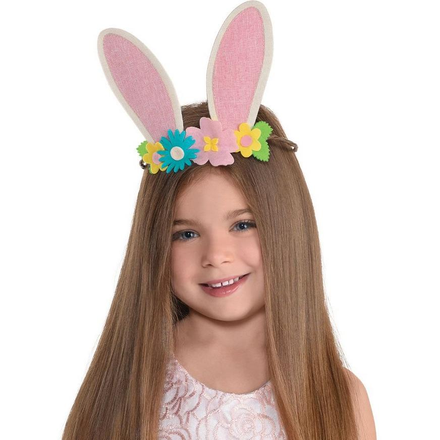 Bunny Ears Floral Felt & Twine Head Wreath, 6in x 5in