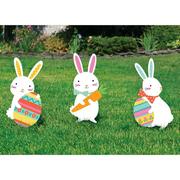 Easter Bunny Plastic & Metal Yard Signs, 16in x 25in, 3ct