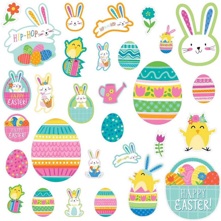 Hello Bunny Easter Cardstock Cutouts, 30ct