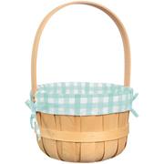 Blue Gingham Wood & Fabric Easter Basket, 9.25in x 14in
