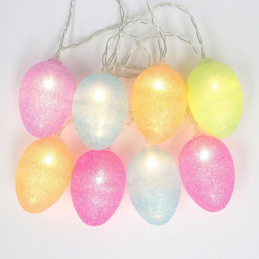 Glitter Easter Eggs Plastic LED String Lights, 3.5ft